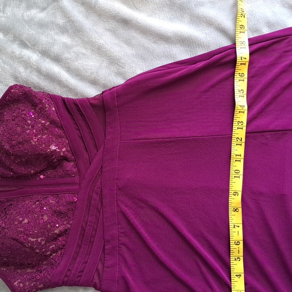 Morgan & Co Womens Purple Lace Trim Evening Dress Gown Junk Sz Small (5) - Picture 11 of 16